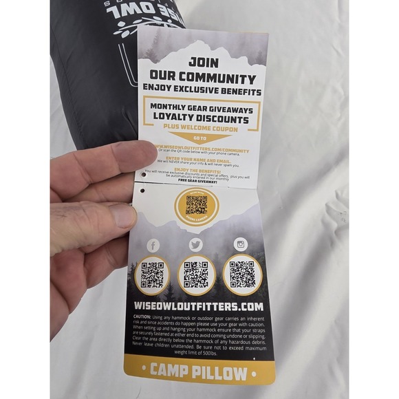 WISE OWL Outfitters Pillow The Snoozy Travel Camping apx 15"X12" Brand NWT - Picture 7 of 12